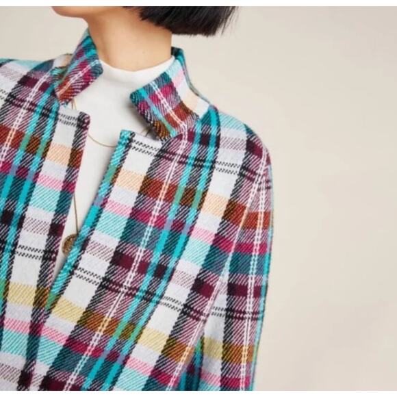 ANTHROPOLOGIE Rosetta Cropped Plaid Sweater Blazer Jacket Sz S {3X13} - Picture 4 of 8